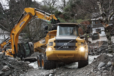An SER Volvo A30F backed into the river at Glenridding