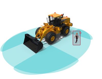 Image courtesy of Brigade Electronics, illustrating how HFD systems are calibrated to recognise and alert operators to the presence of people around their machine