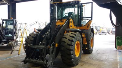 Volvo L90H loading shovel being prepared in the Volvo COnstruction PDI centre in Immingham